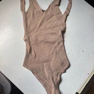 Lulu's Tan Bodysuit One Piece Timeless Design